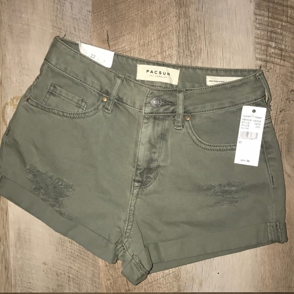olive green jean shorts